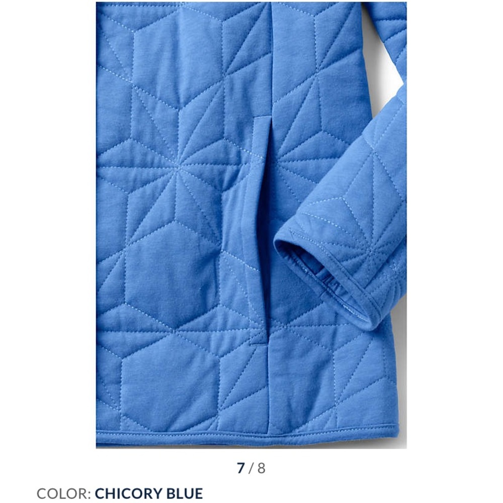 Lands’ End Bright Blue Quilted Insulated Jacket Snaps Barn Jacket - Picture 5 of 14